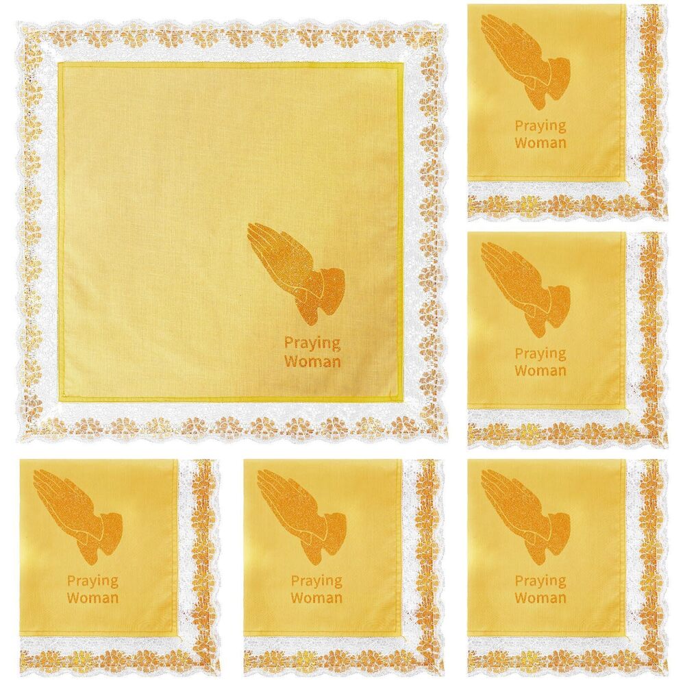 1301 6 Pack 23'' Lap Scarf Church Christmas with Lace Christian Satin